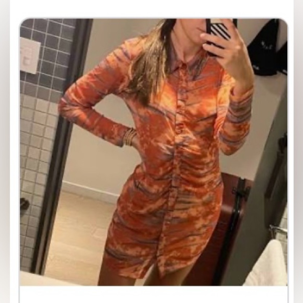 Wild Fable Sheer Mesh Tye Dye Dress Size Small Orange Purple Stretchy material
